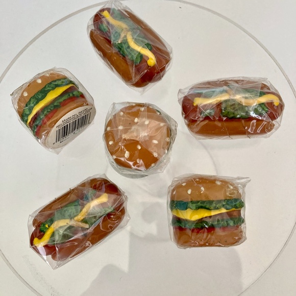 Hamburger Hotdog Floating Candles BBQ Party Outdoor Barbecue Decor Set of 6 NIP - Picture 8 of 13